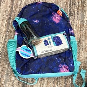 Wonder Nation Galaxy Kids Backpack Set - Blue and Pink